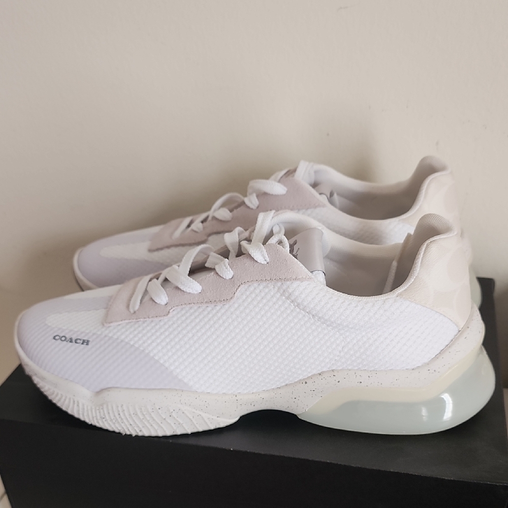 Coach White Sneakers with Breathable Mesh and Translucent Sole